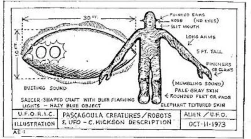 Изображение пришельца созданное по описанию очевидцев Паскагульского инциндента