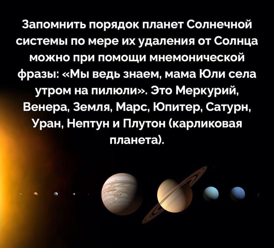 Порядок планет Солнечной системы